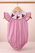 Pink Gingham Lobster Bubble Romper