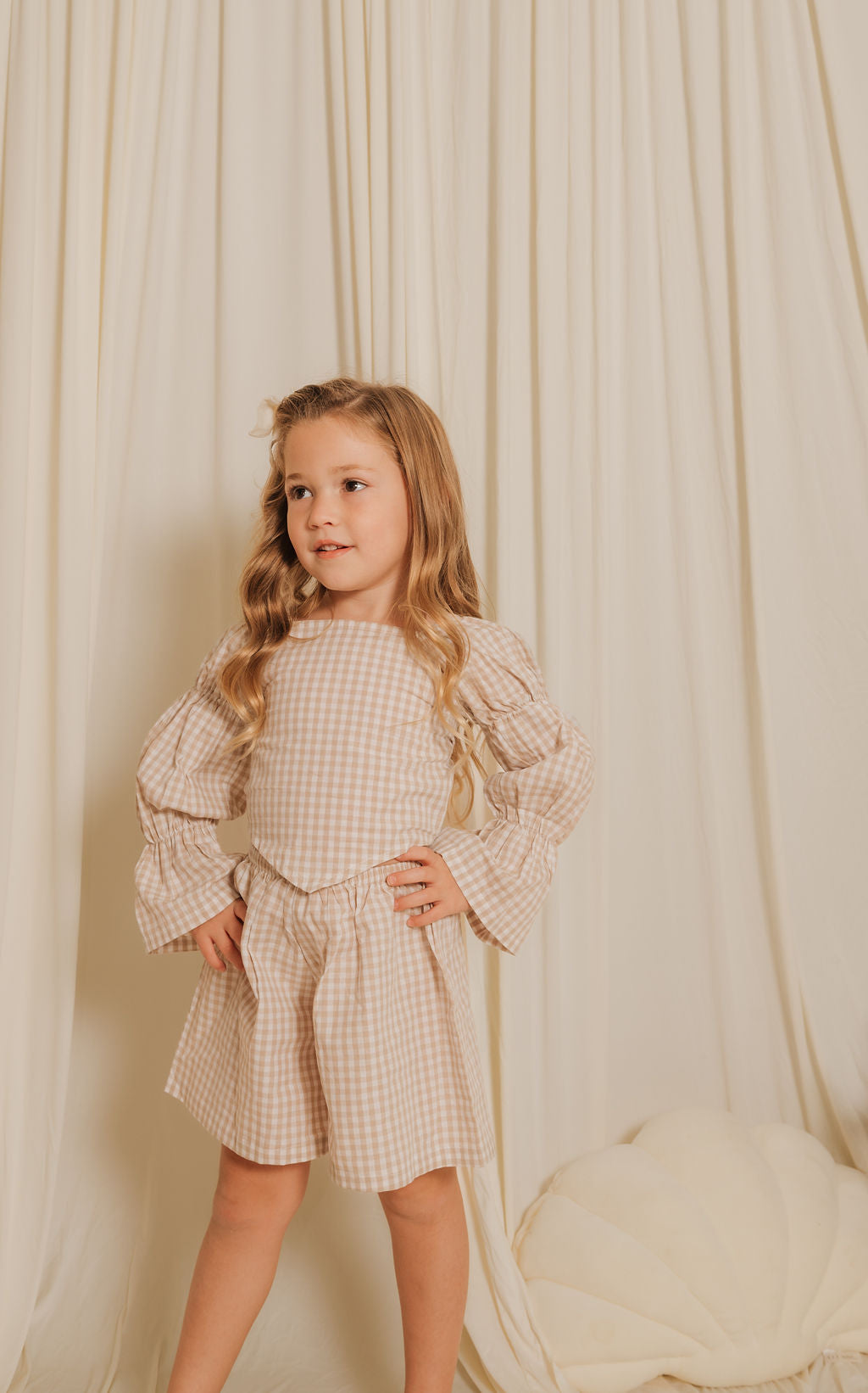Plaid Asymmetric Lace Set