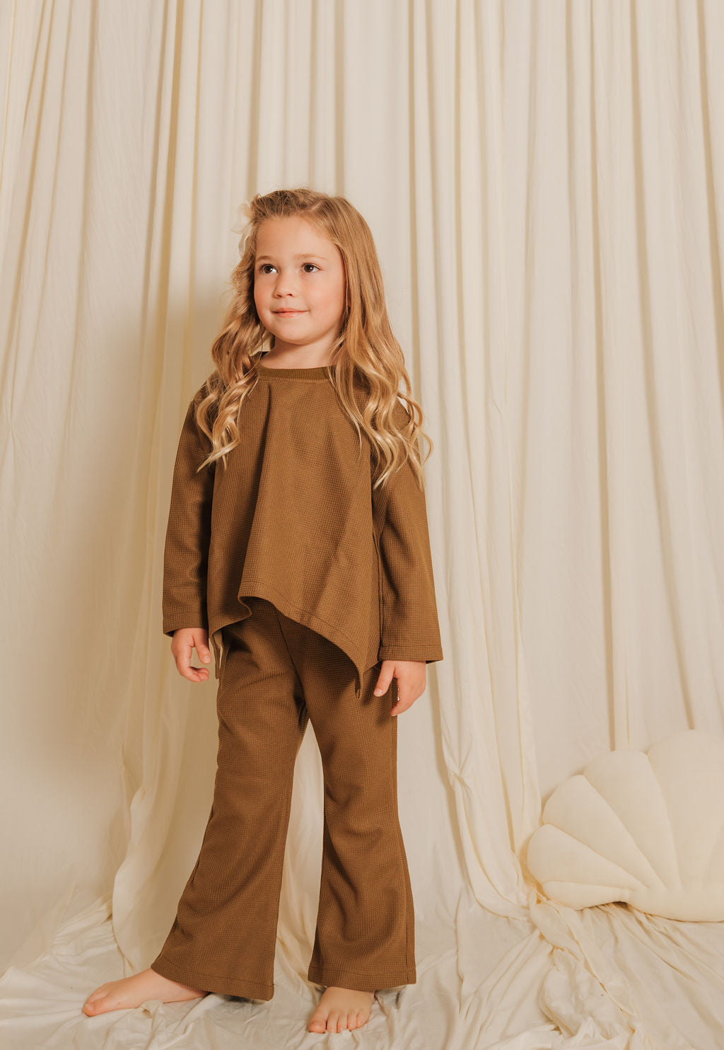 Girls Cape Top & Flare Pants Set