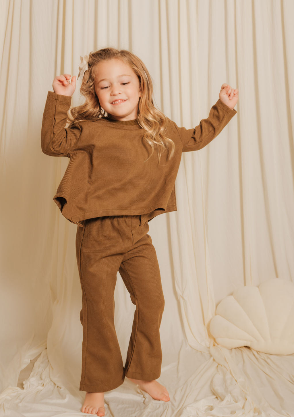 Girls Cape Top & Flare Pants Set