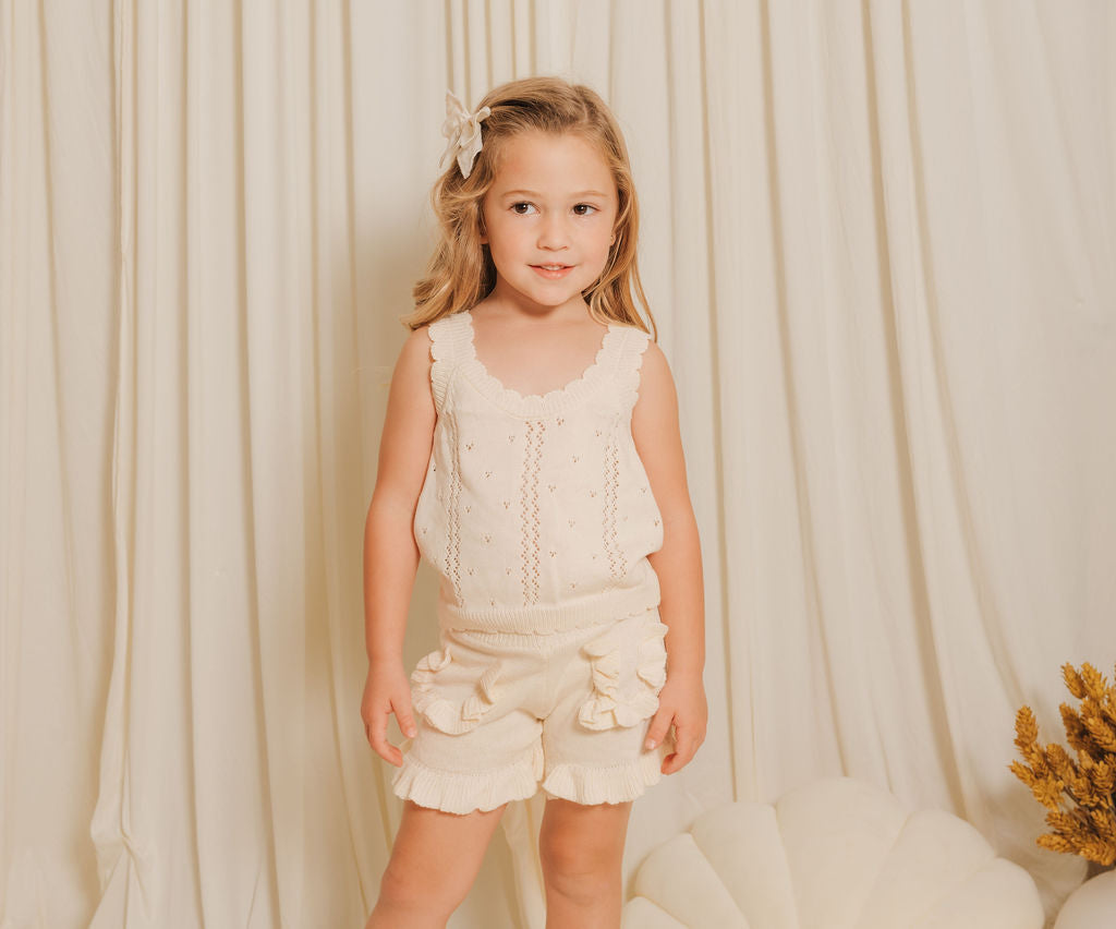 Knitted Hollow-Out Top & Shorts Set