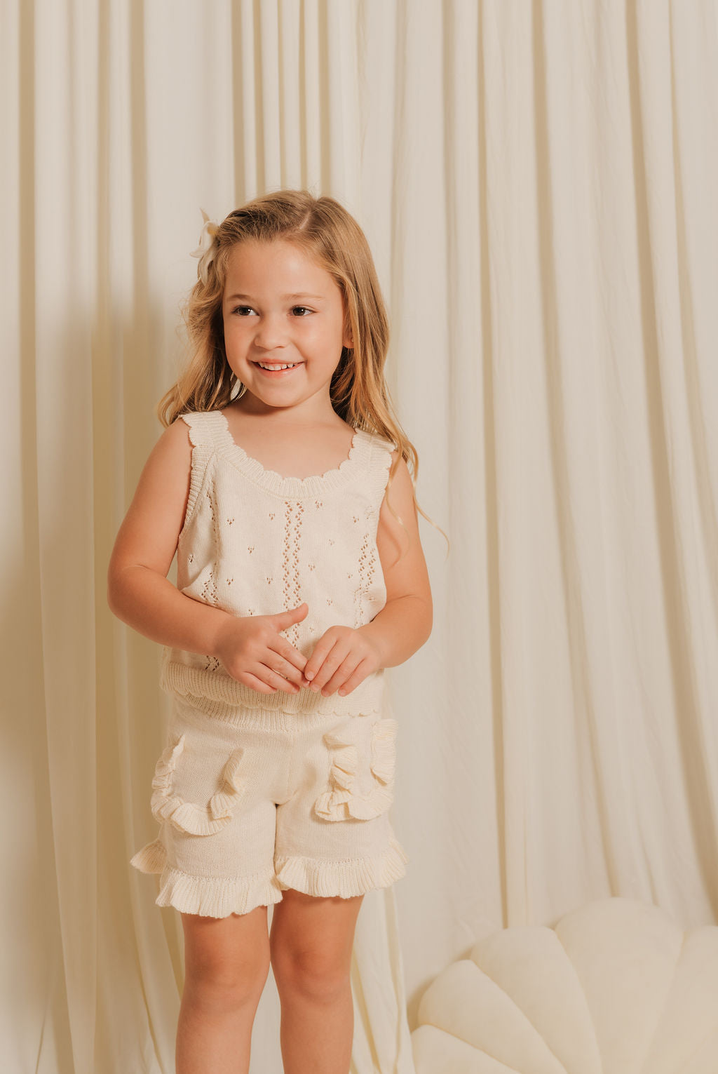 Knitted Hollow-Out Top & Shorts Set