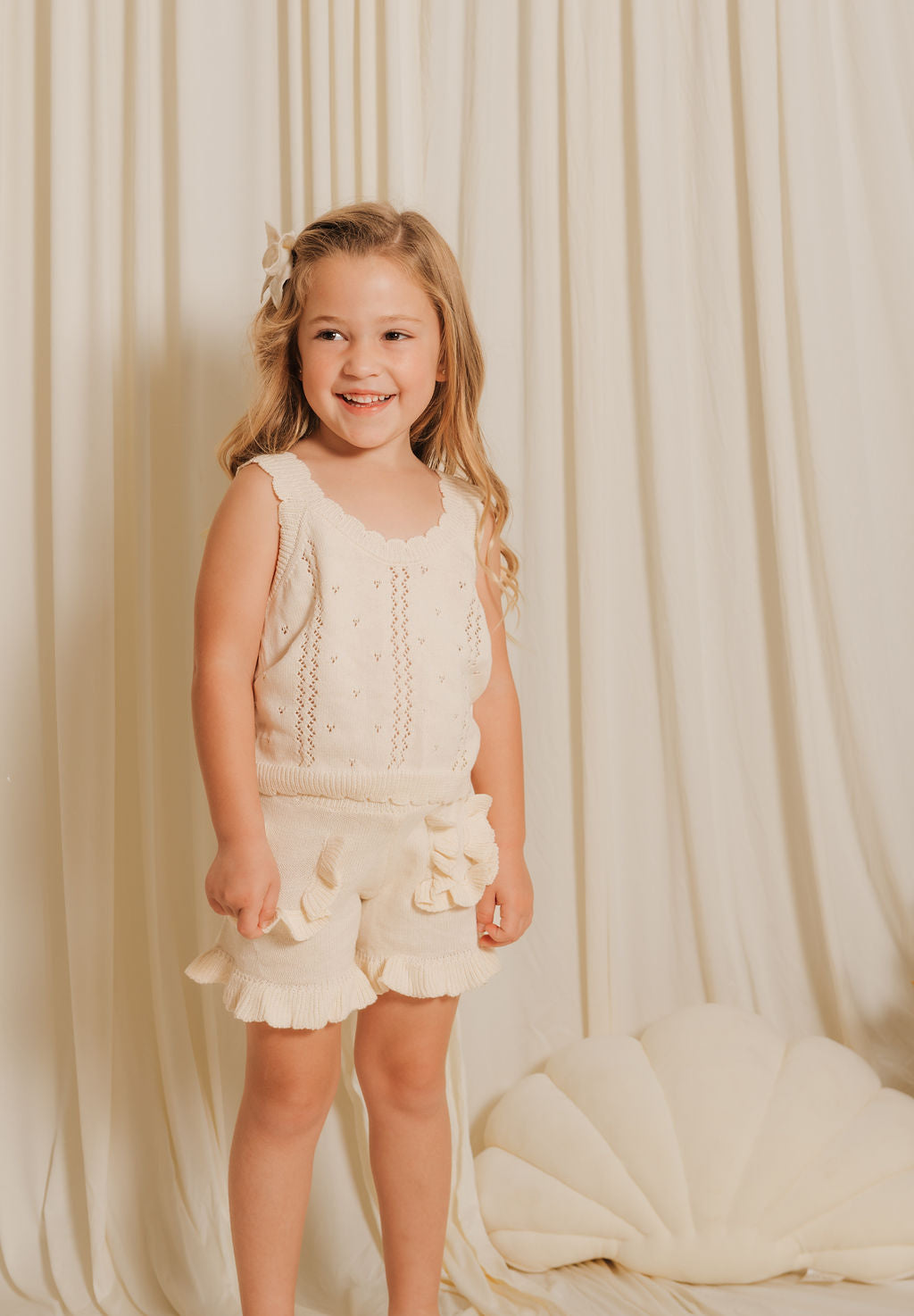 Knitted Hollow-Out Top & Shorts Set