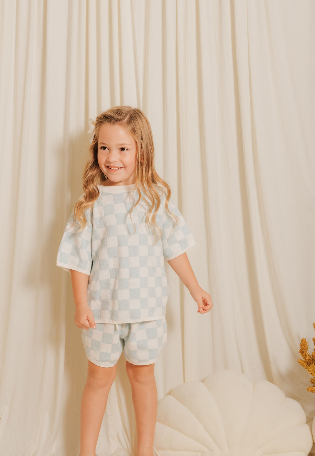 Kids’ Checkered T-Shirt & Knit Shorts Set