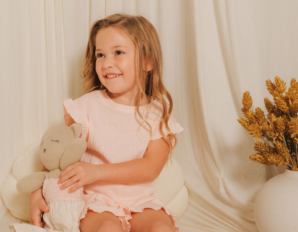Girls Ruffled Tee & Shorts 2-Piece Set