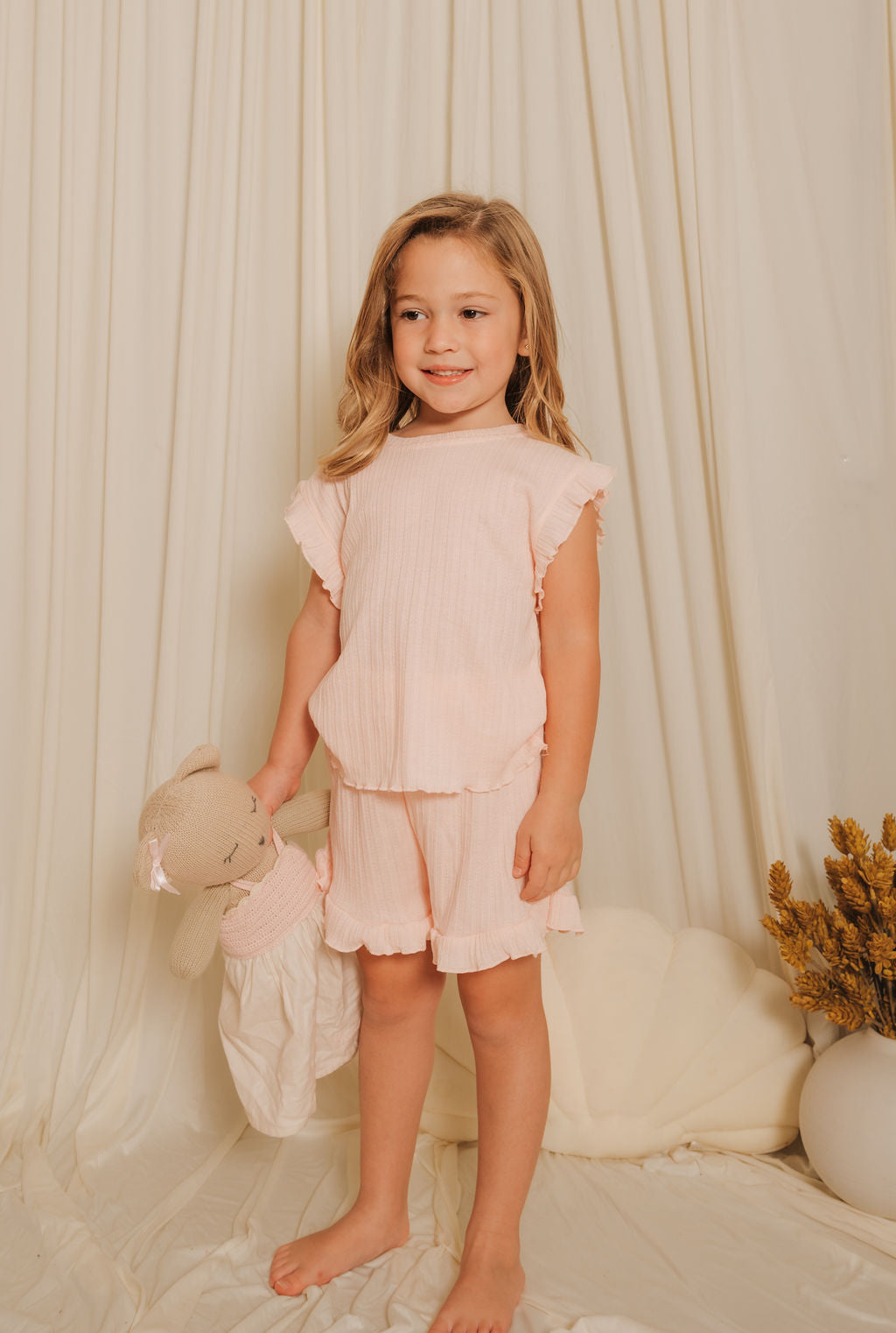 Girls Ruffled Tee & Shorts 2-Piece Set