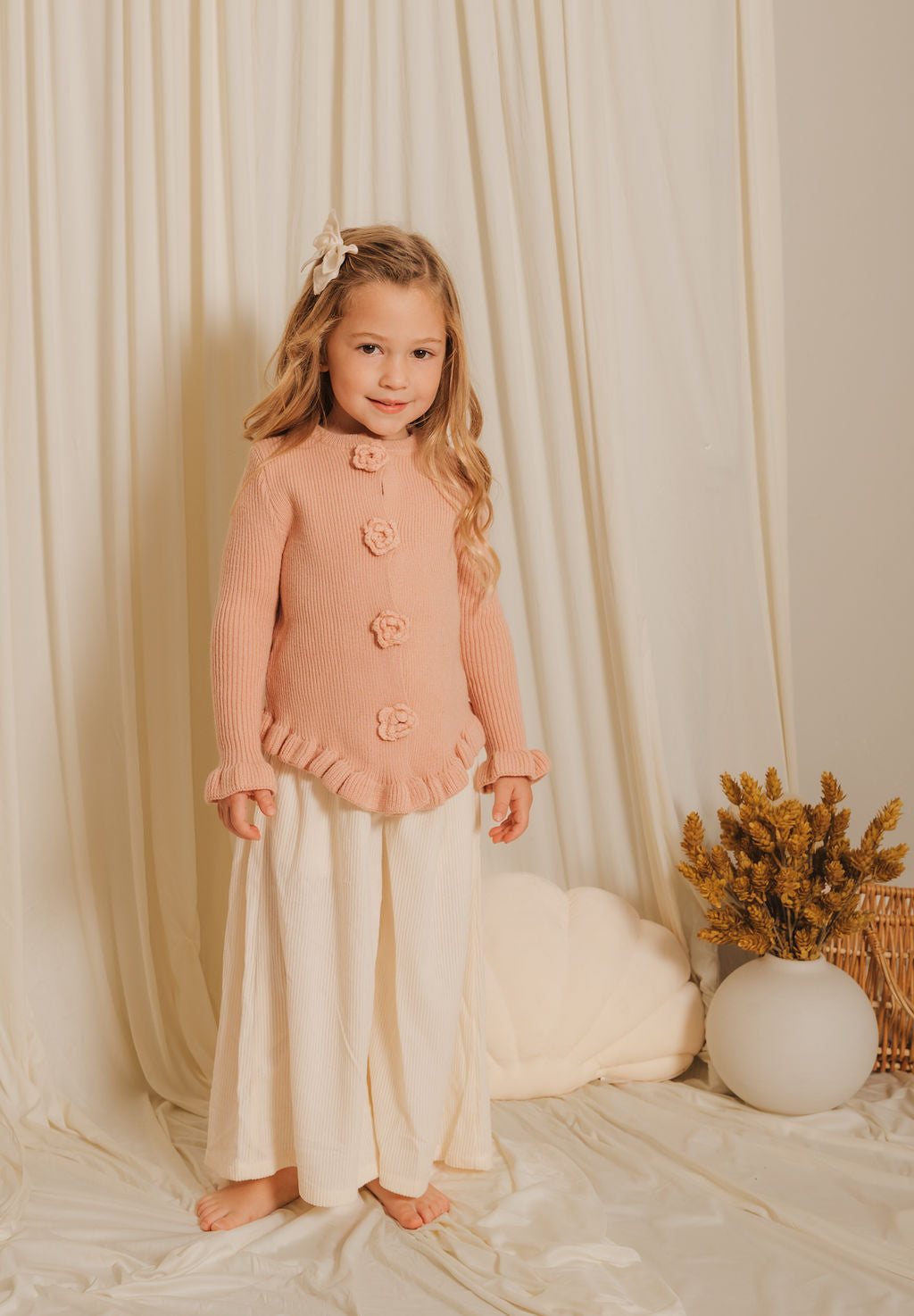 Knit Cardigan & Corduroy Pants Set