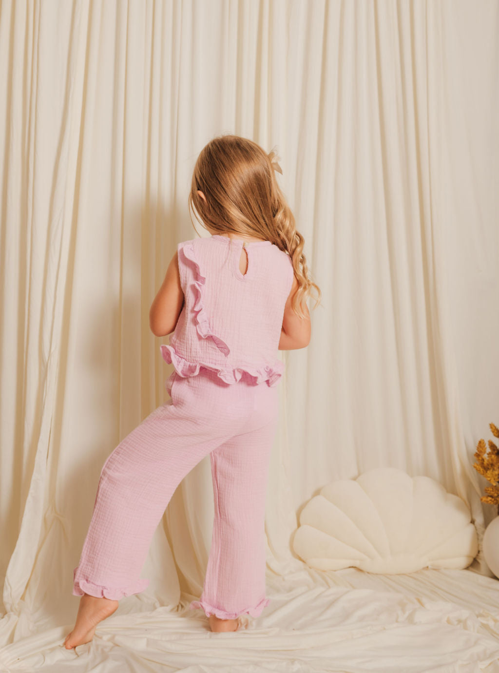 Girls Sleeveless Top & Ruffle Pants Set