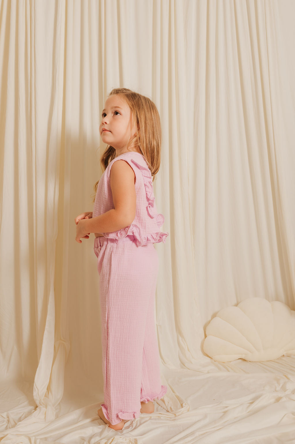 Girls Sleeveless Top & Ruffle Pants Set