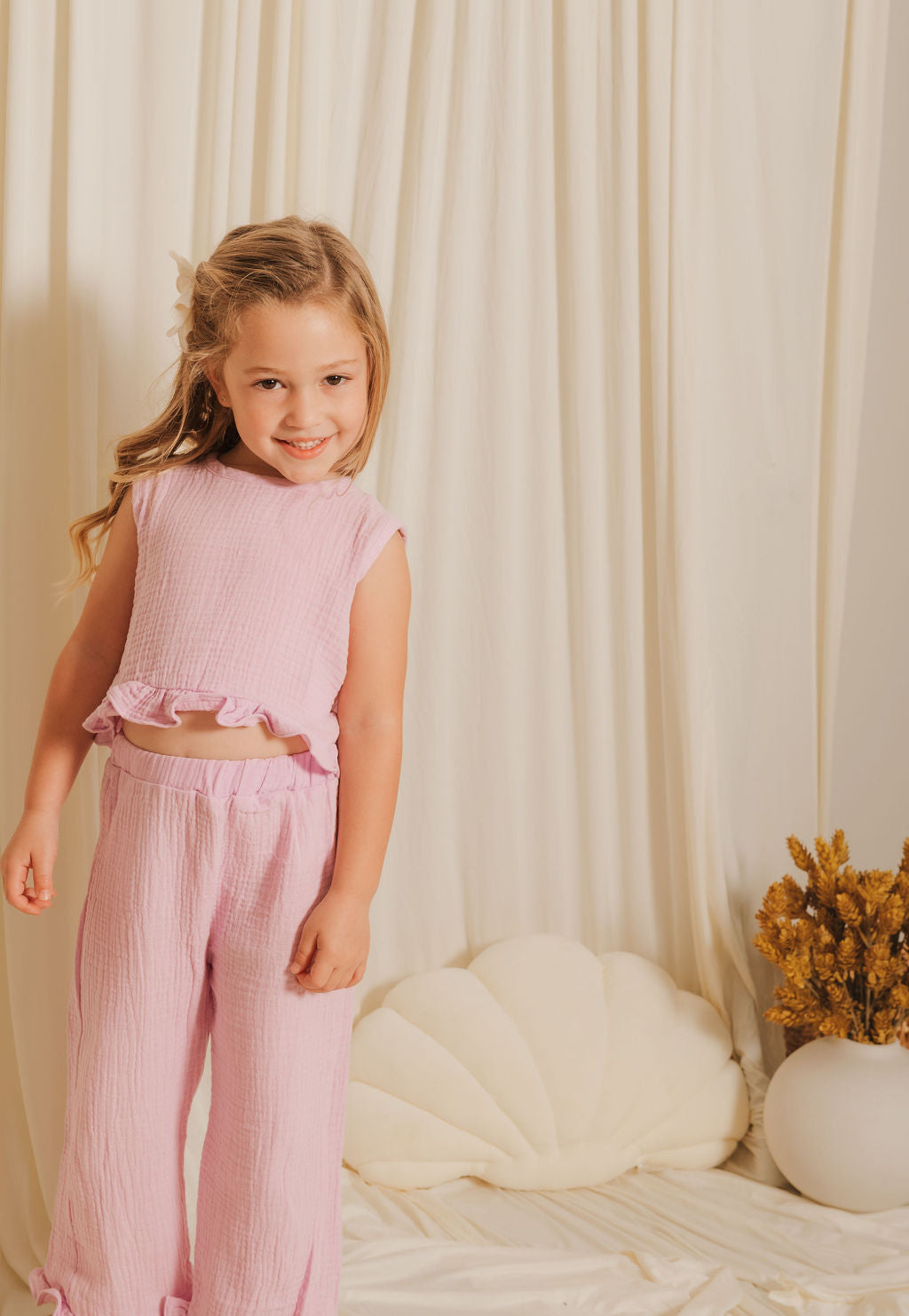 Girls Sleeveless Top & Ruffle Pants Set