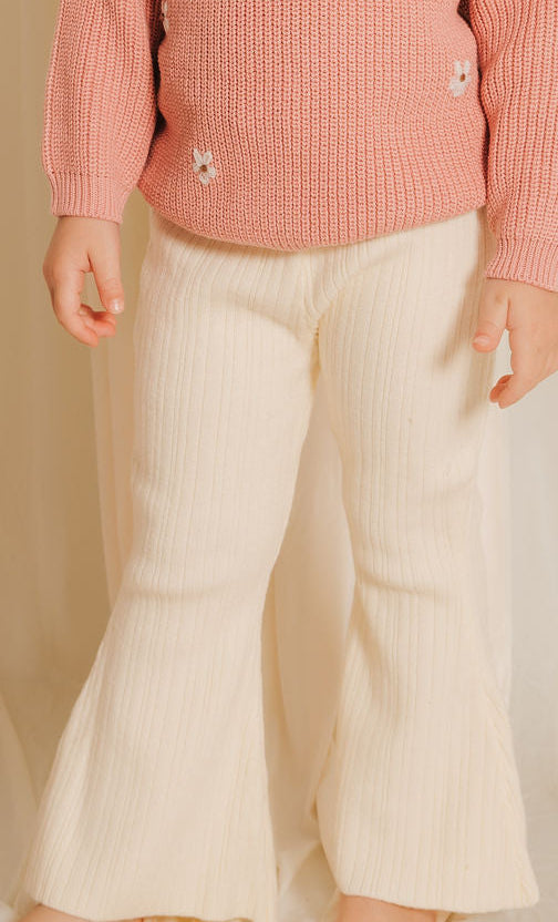 Girls Knitted Wide-Leg Pants