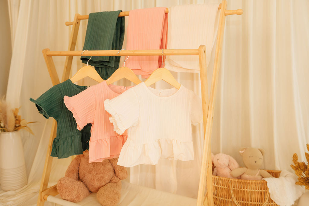 Girls Solid Short-Sleeve Top & Wide-Leg Pants Set