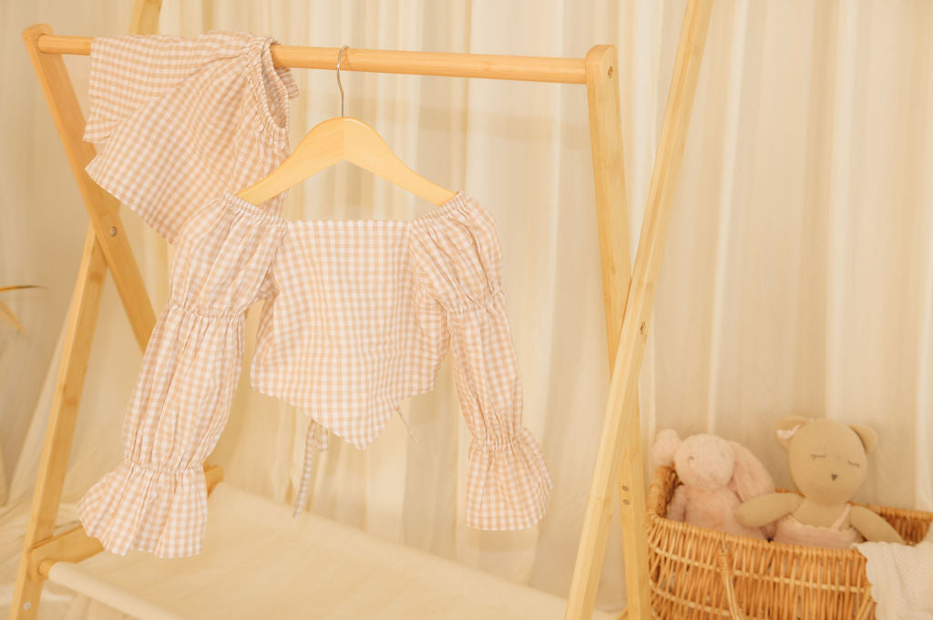Plaid Asymmetric Lace Set