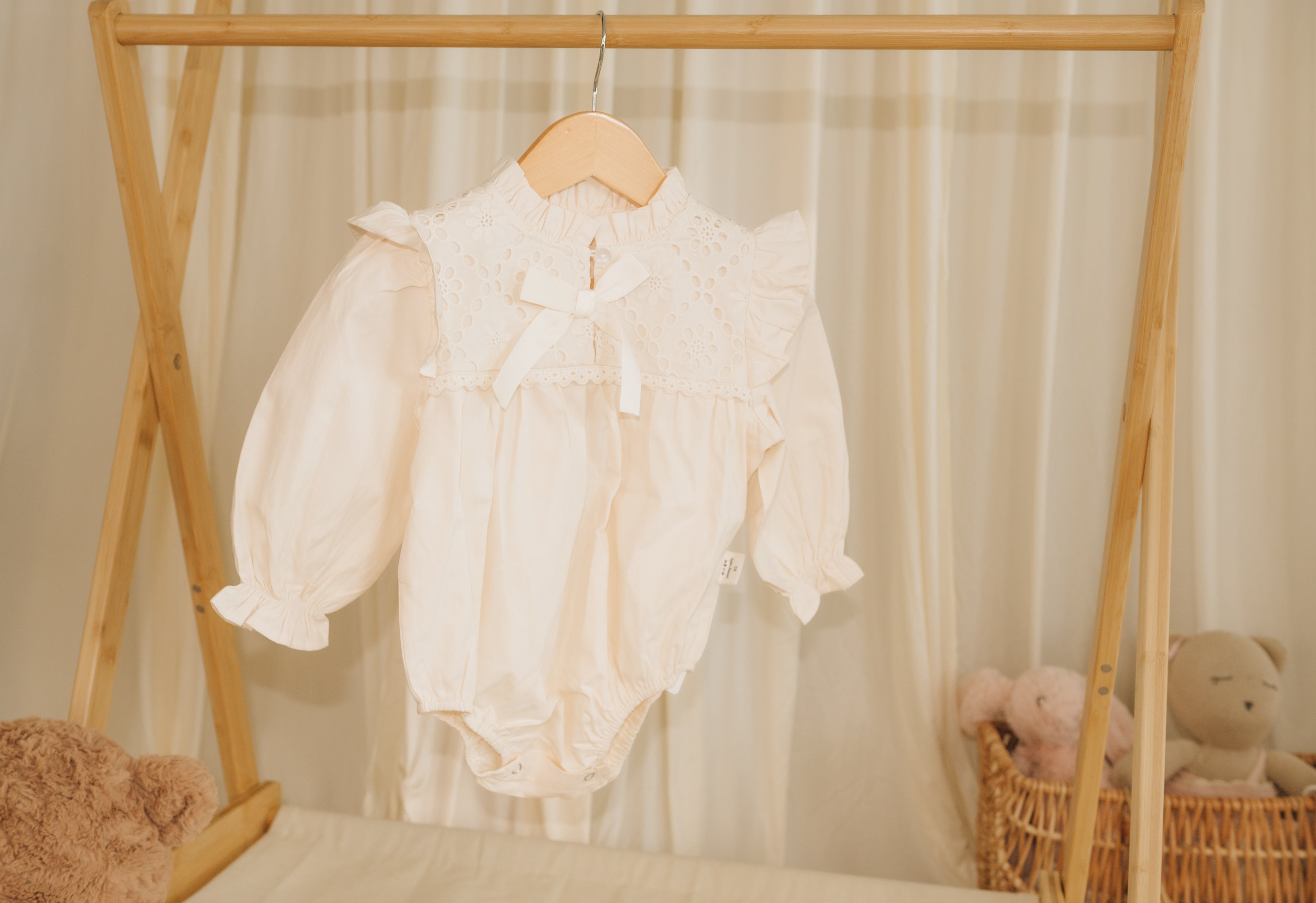 Ivory Lace Heirloom Ruffle Romper