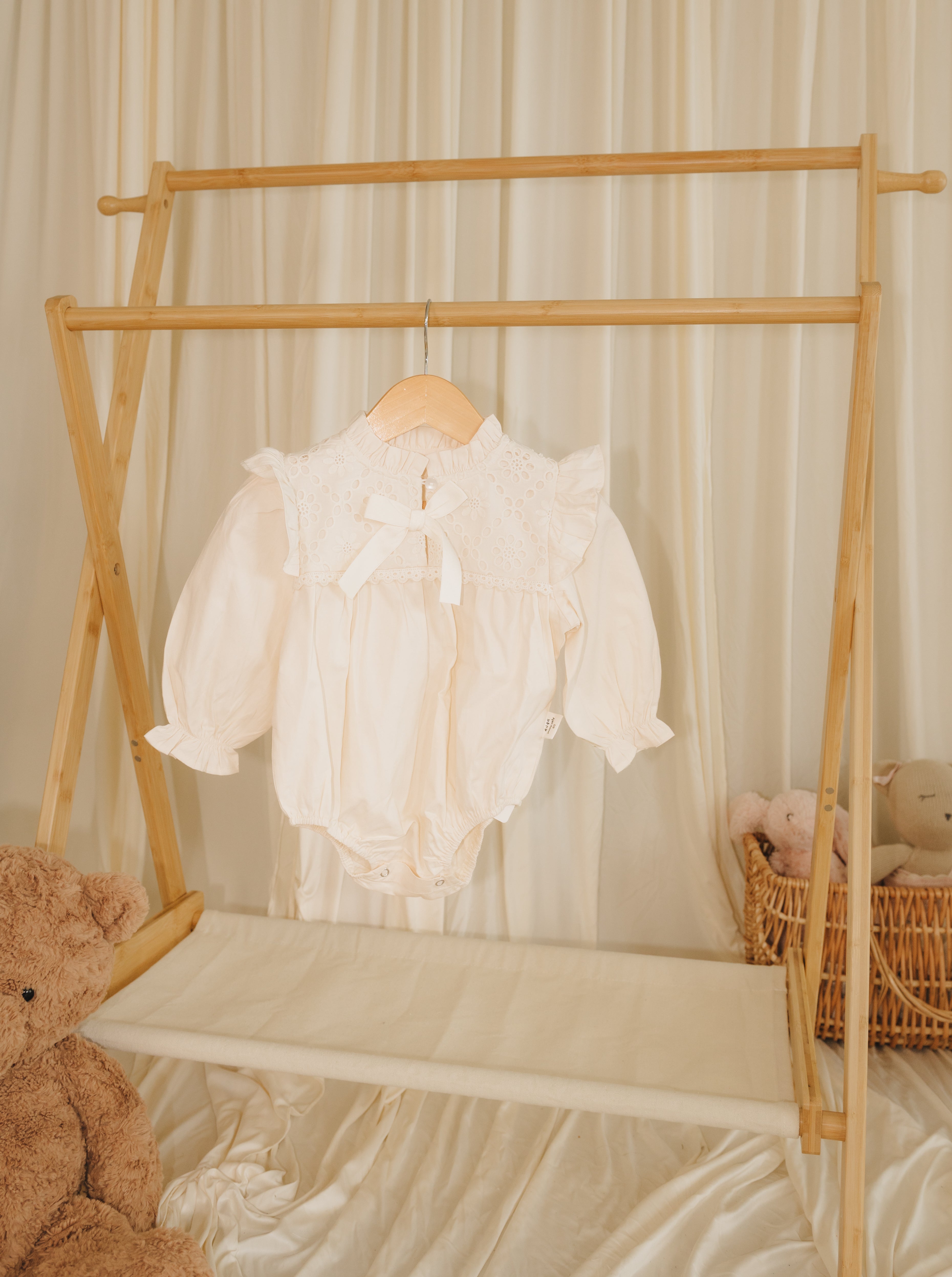 Ivory Lace Heirloom Ruffle Romper