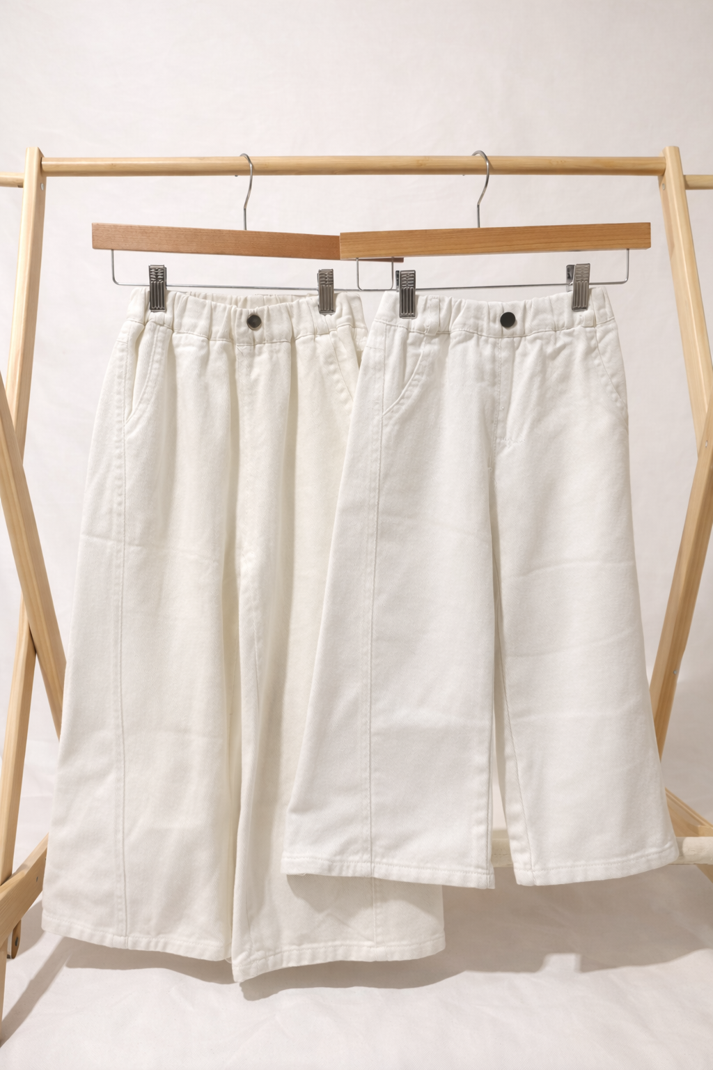 Classic Wide-Leg White Denim Pants